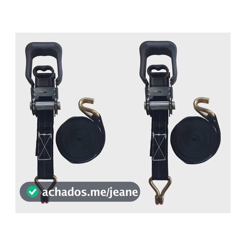 Kit 2x Cinta Catraca Mave Náutica 35mm 6m 1500kg Gancho J Caminhões Lanchas