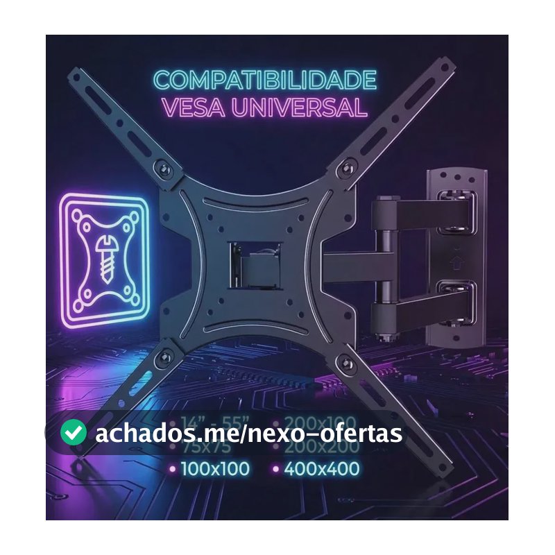 Suporte Tv Articulado Artflex Móvel Universal 32 Á 55 Polegadas Até 50kg Tv/lcd/ Led Painel E Parede