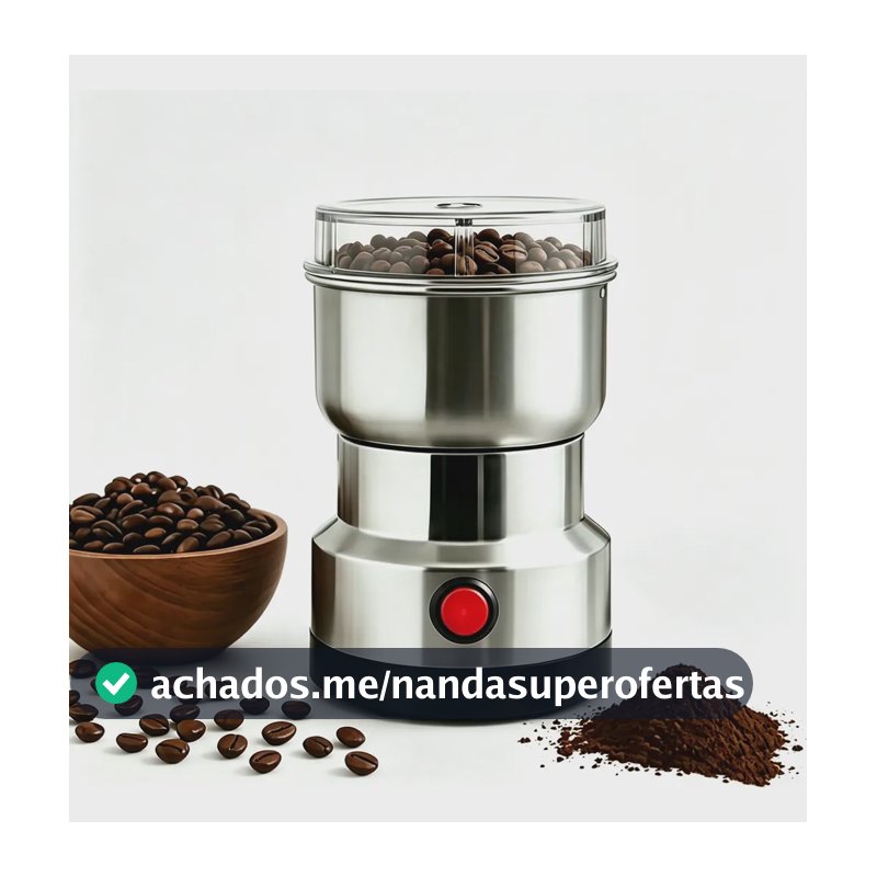 Moedor De Café Elétrico Triturador Aço Inox Grãos Temperos 110v Prateado