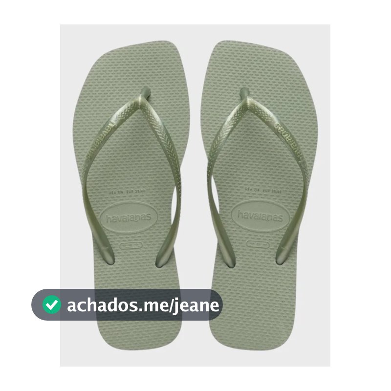 Chinelo Havaianas Slim Square Sandália Feminina Quadrada Smoke Green 37-38 Br