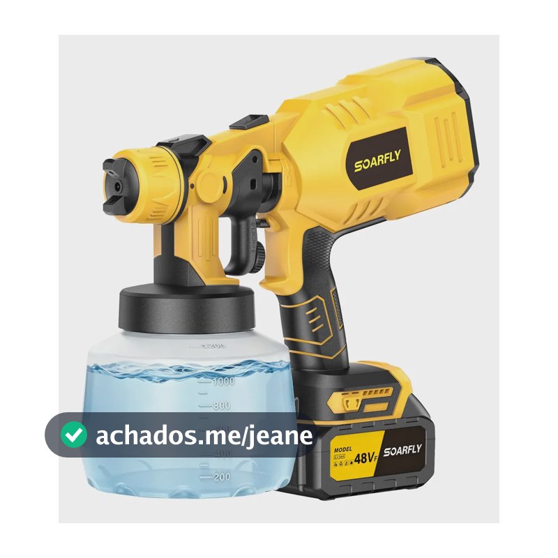 Pistola Pintura Pulverizadora Eletrica Portátil 48v 2bateria Amarelo 127/220v