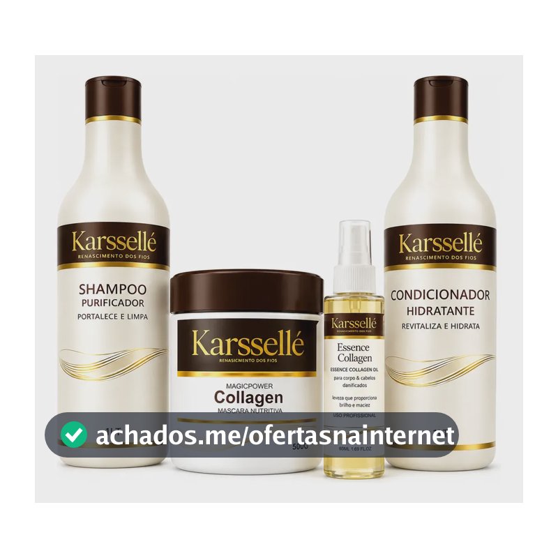 Kit Karssellé Máscara 500g + Cond 1l + Shampoo 1l +óleo 60ml