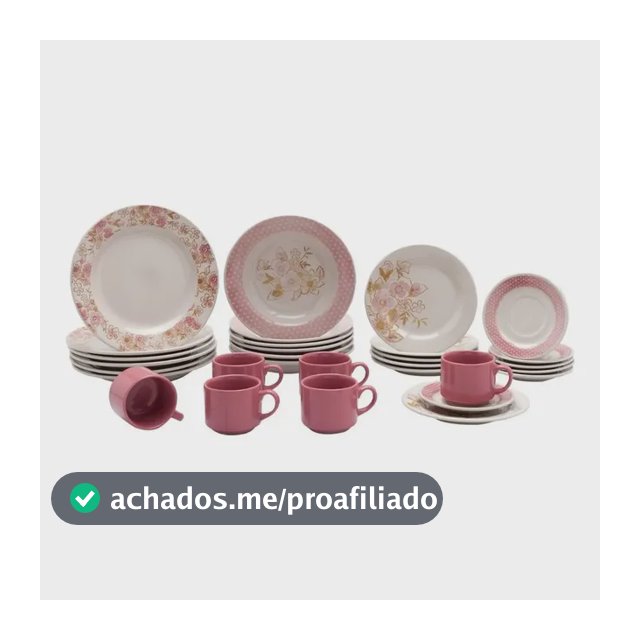 Aparelho De Jantar Biona Sweet Moment Cerâmica 30 Peças 5160 Cor Rosa