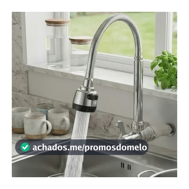 Torneira Cozinha Parede Mangueira Flexível 360 Triplo Jato Prateado Brilhante 1 Kit