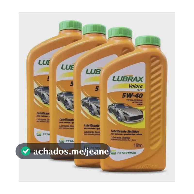 Kit 4 Litros Oleo 5w40 Sintético Lubrax Valora Flex