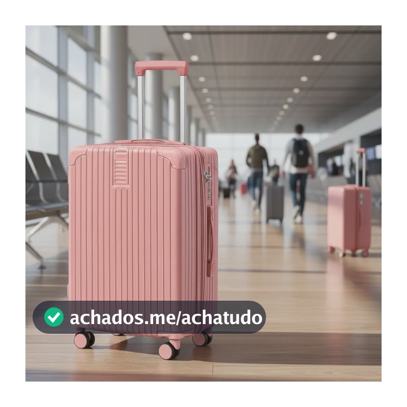 Mala De Viagem 10kg Roda Dupla Removivel 360o Ziper Expansor Rosa Listras