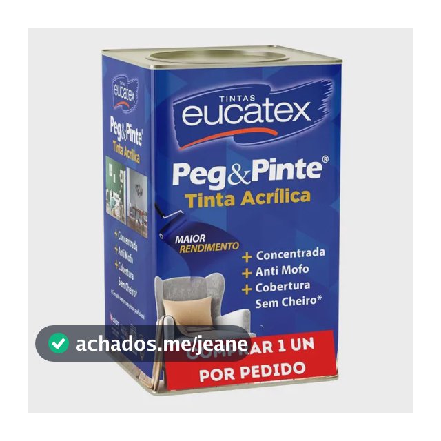 Tinta Acrílica Eucatex Branco Neve Peg & Pinte 18 Litros Branco/neve Fosco