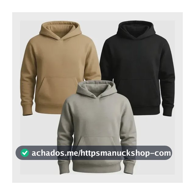 Kit 3 Moletom Canguru Liso Flanelado Blusa De Frio Unissex G Kit Bege / Preto / Cinza