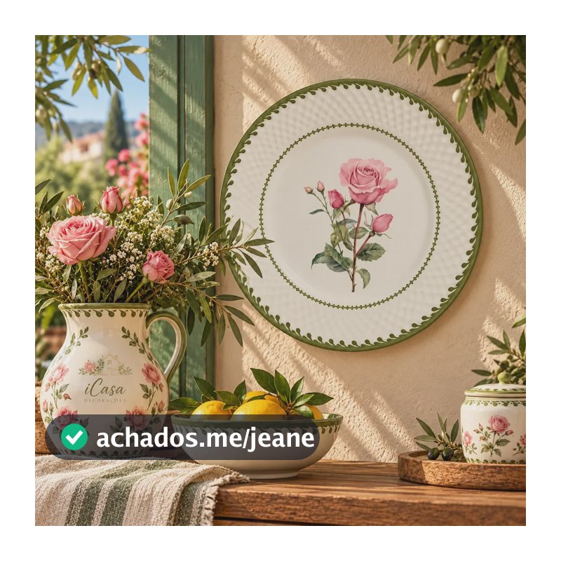 Prato Parede C/suporte Decorativo Porcelana Floral Rosa 20cm Branco 1318-303 Prato Parede Decorativo Porcelana Cerâmica Suporte Gancholimão Siciliano Passarinho Pássaro Azulejo Manda