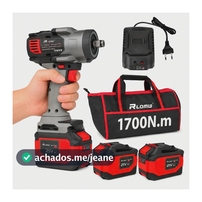 Chave De Impacto 1700N Brushless 21V 1/2 2 Baterias 6ah
