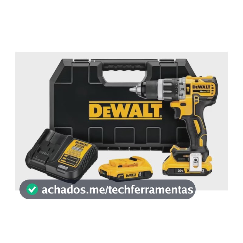 Parafusadeira e Furadeira de Impacto DeWalt DCD796D2-BR 20V Brushless 1/2" com 2 Baterias 2Ah, Carregador Bivolt e Maleta0v