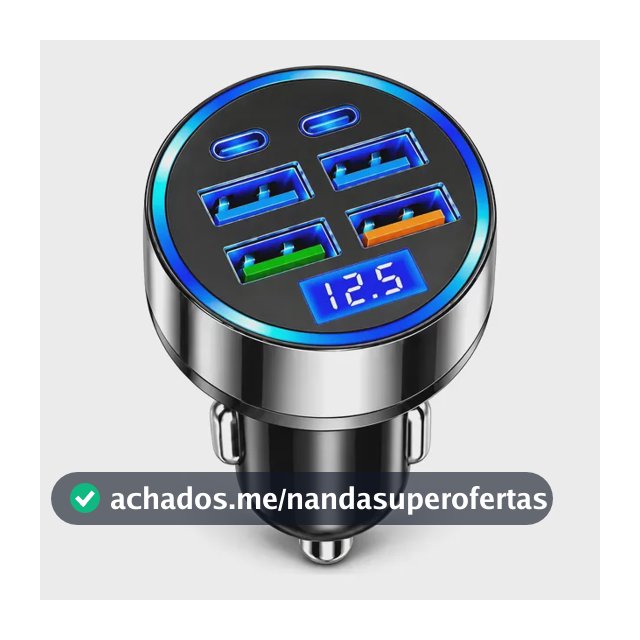 Carregador Usb-c   Veicularpd 120w Com Voltímetro Digital Preto