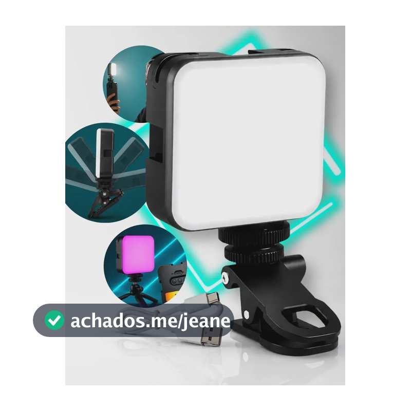 Luz de Preenchimento AMPRO ACOUSTIC LED RGB com Bateria Recarregável para Celular