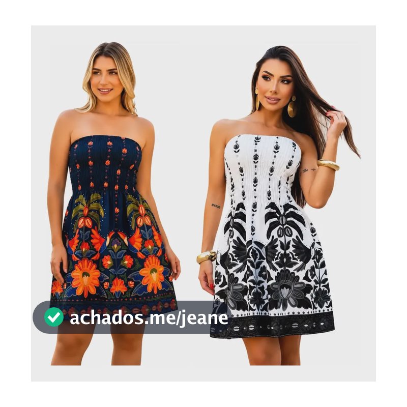 Kit 2 Vestido Curto Tomara Que Caia Feminino Verão Floral Azul Florido G
