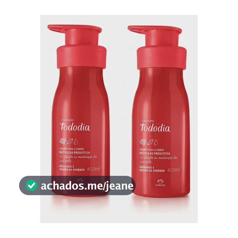 Kit 2 Cremes Corporais Tododia Morango E Baunilha Dourada 400ml + Sacola