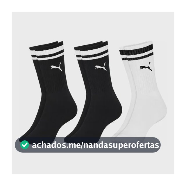 Kit 3 Pares Meias Puma Cano Alto Longo Academia Original