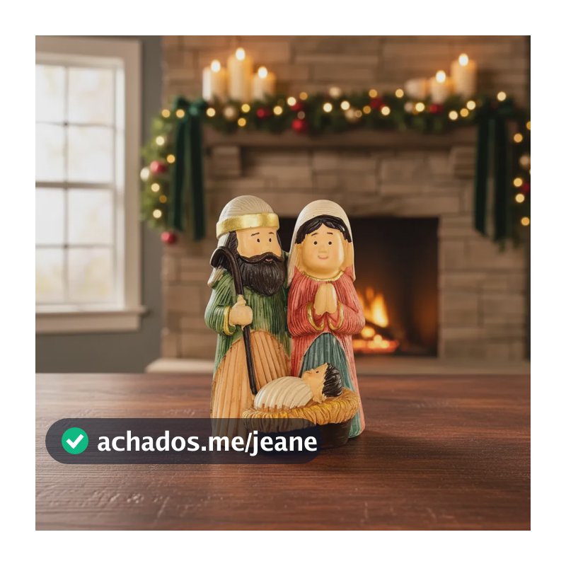 Presépio Miniatura Natalina Sagrada Família Poliresina 11cm