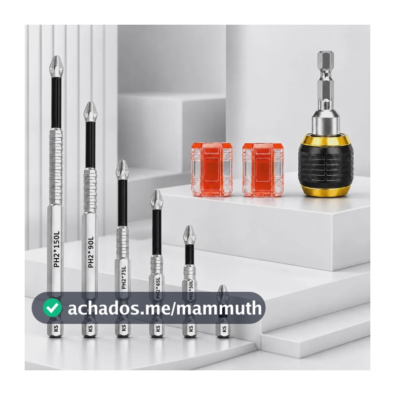 Kit 6 Ponta Bits Magnéticas K5 Ph2 Parafusadeira，Inclui 1 adaptador e 2 magnetizadores.