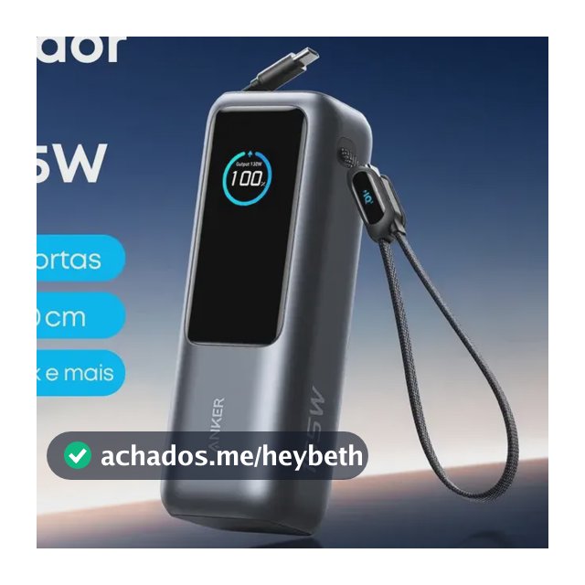 Carregador Portátil Power Bank Anker 25000mAh 165W Cor Preto Carga Turbo Rápida com 4 Portas e 2 Cabos USB-C Integrados, Tela Digital Compatível com Notebook, MacBook, iPhone, Samsung e AirPods