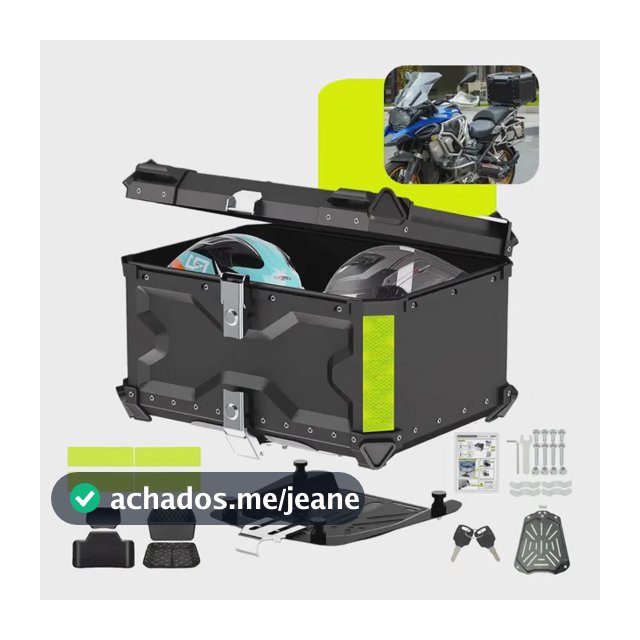 Bau Para Moto 65l Alumínio Base Universal Top Case Maletero Preto