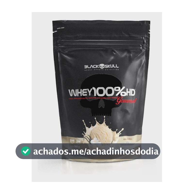 Whey 100% Hd 900g Refil Gourmet - Black Skull Sabor Baunilha