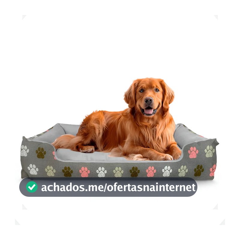 Cama Pet Extra Grande Xg Lavável Cachorro Porte Grande Cor Pata Cinza