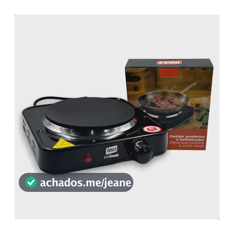Fogão Elétrico de Mesa Portátil INMA com 1 Boca e Temperatura Ajustável