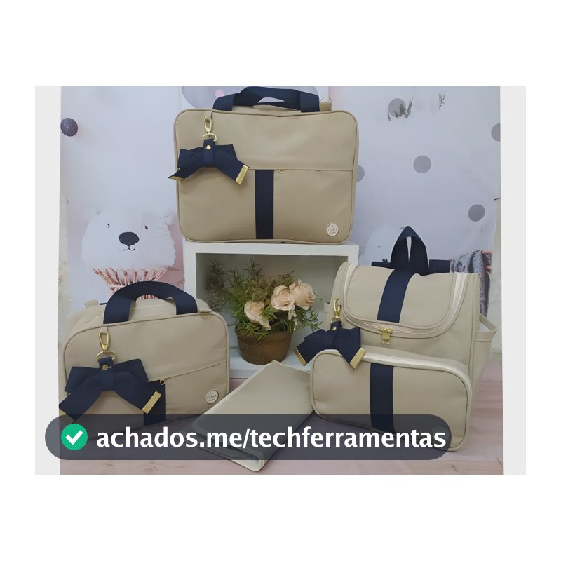 Kit Bolsa Mala De Bebe Maternidade Azul 4pçs