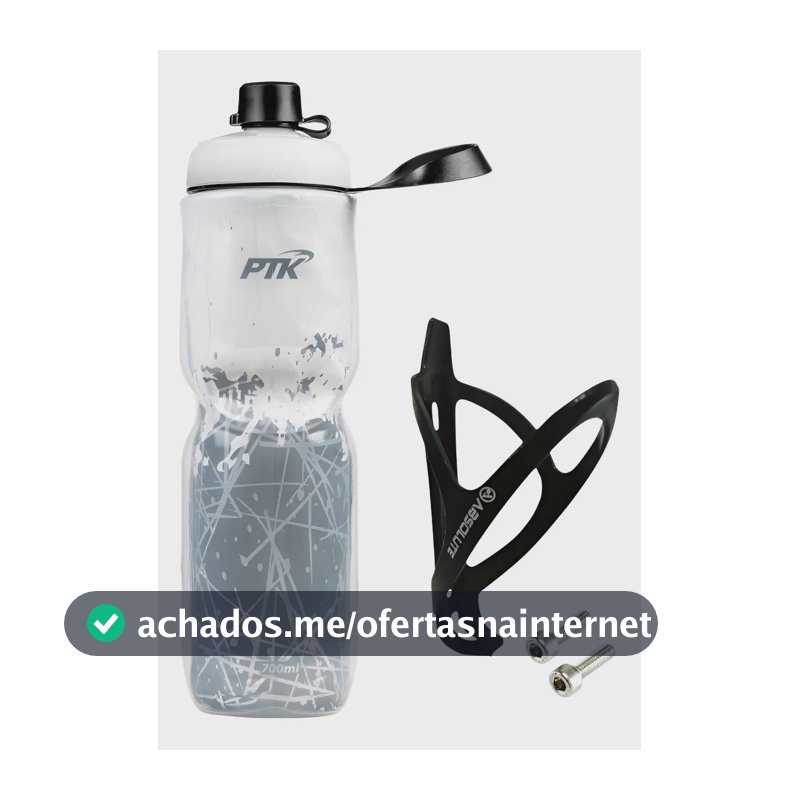 Garrafa Caramanhola Térmica P/ Bicicleta 700ml C/ Suporte Ab Cor Cold Branca