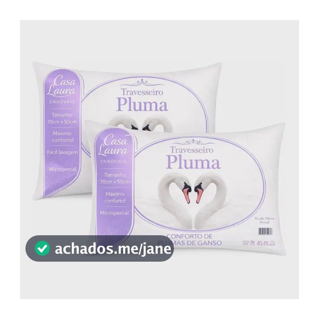 Kit 02 Travesseiro Antialérgico Pluma De Ganso 70cm X 50cm Cor Branco