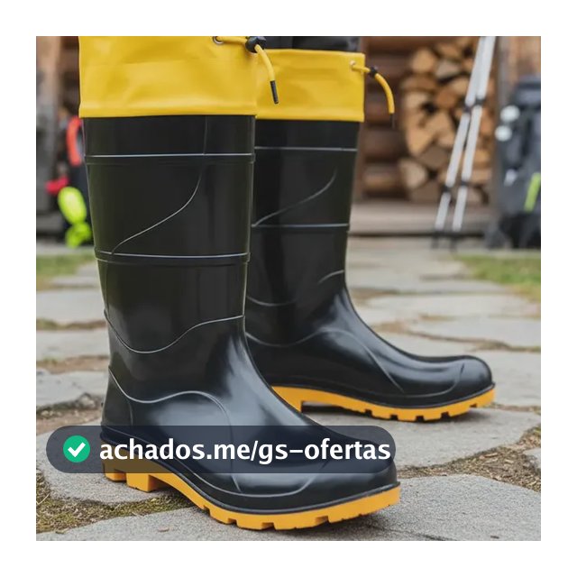Bota Galocha Borracha Pvc Impermeável Azul/amarela C/amarra