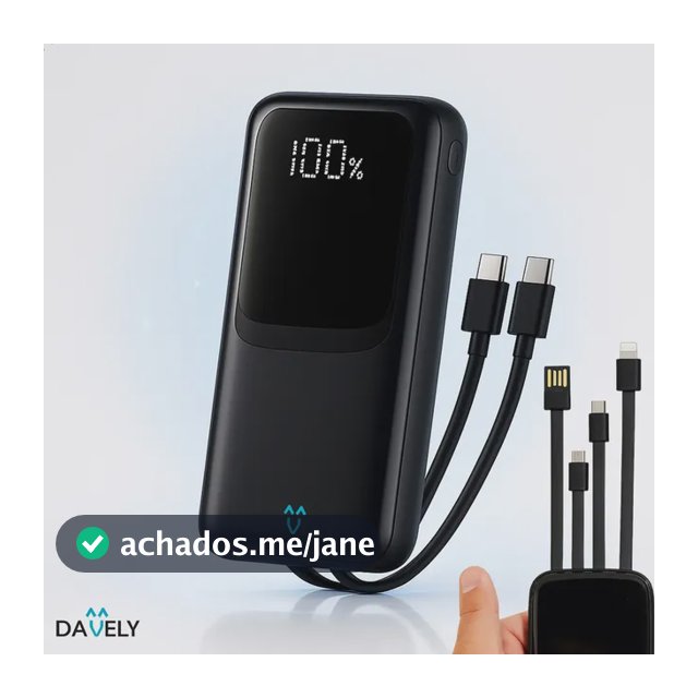 Power Bank 20.000mAh 22.5W Carga Rápida Com Display Digital Carregador Portátil Carga Rápida Premium Compatível Com Todos Os Celulares Iphone Android IOS apple xiaomi LG Samsung Motorola -Marca Davely