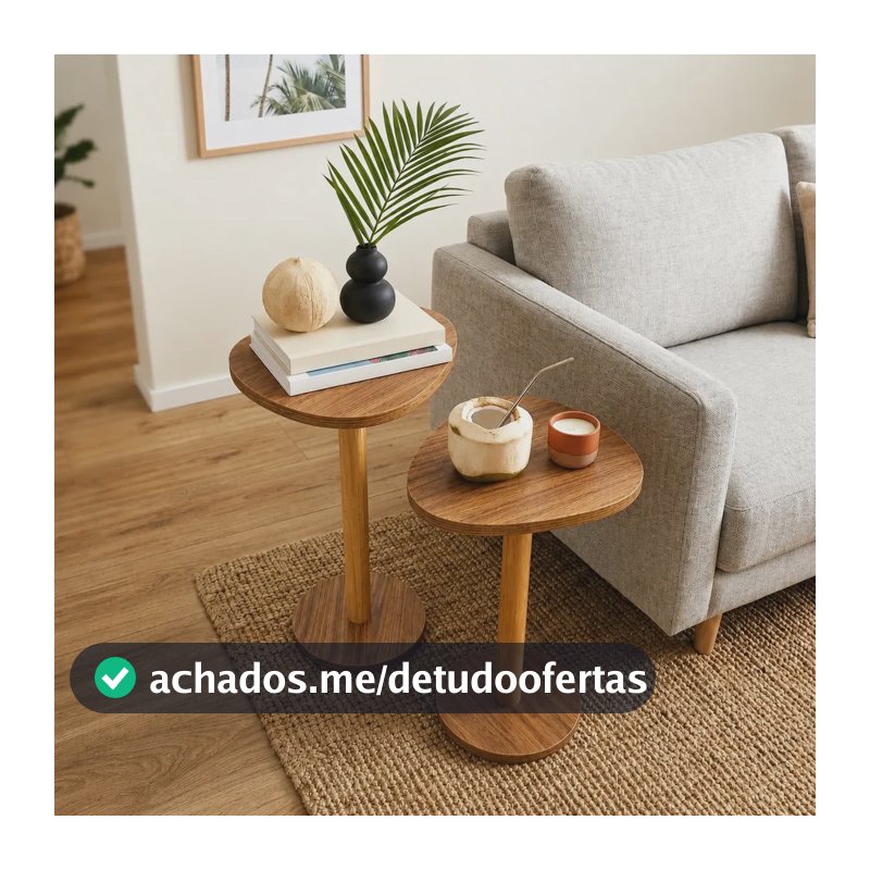 Kit 2 Mesas Laterais Orgânicas Mono Pé Em Madeira Kit 2 Mesas Mel