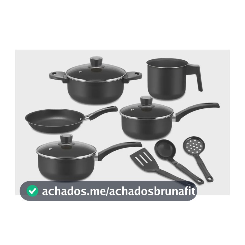 Jogo De Panela Com Frigideira + Leiteira + Espátulas Cor Preto