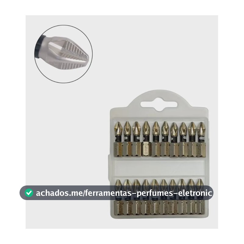 Kit 20 Peças Bits Ph2 25mm Parafusadeira Magnético Curto S2