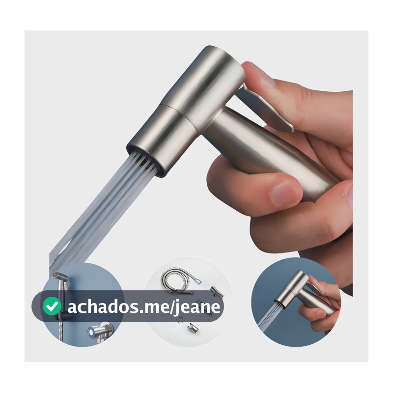 Ducha Higiênica Dami Inox Cromada com Gatilho e Mangueira Flexível de 1,5m