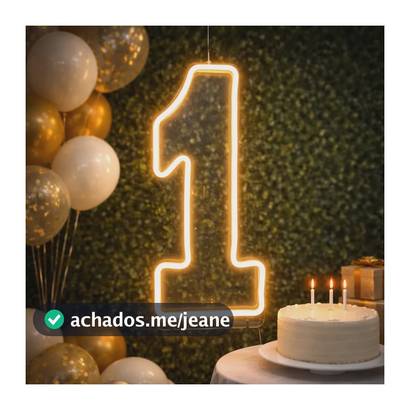 Número De 0 A 9 Painel Placa Neon Led Decoração Festa 50cm 1# Branco Frio