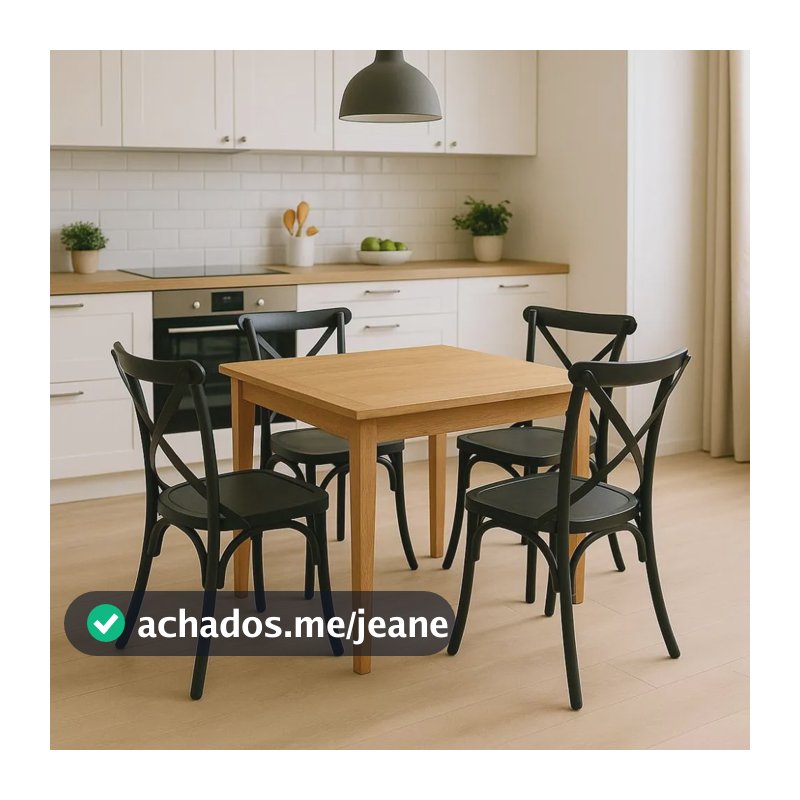 Kit 4 Cadeiras Paris Katrina Cross Empilhável La Mobilia Estrutura da cadeira Preto Assento Preto Desenho do tecido Liso