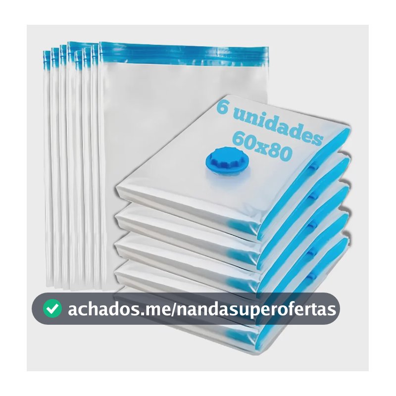 Kit 6 Saco A Vacuo 60x80cm Organizador Roupas Cobertor