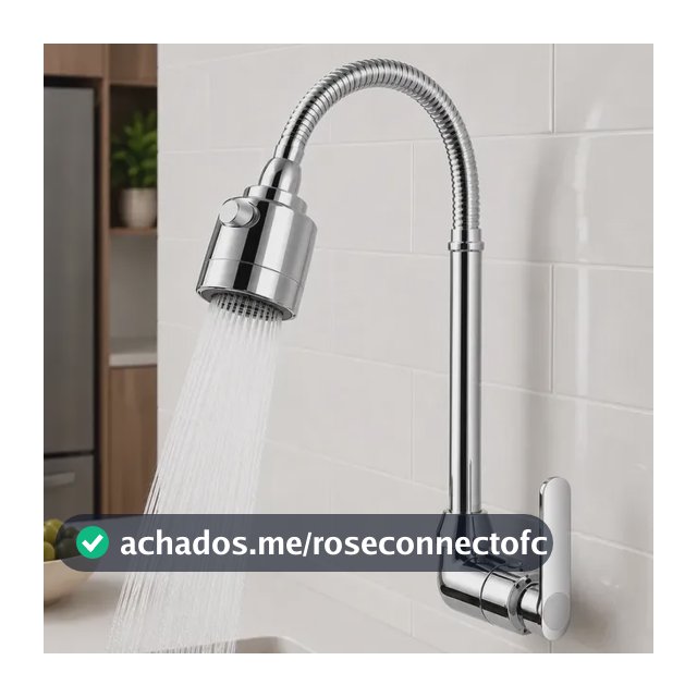 Torneira flexivel Inox Metal Cozinha Gourmet Casa Figuanni Parede Prateada Brilhante Parede
