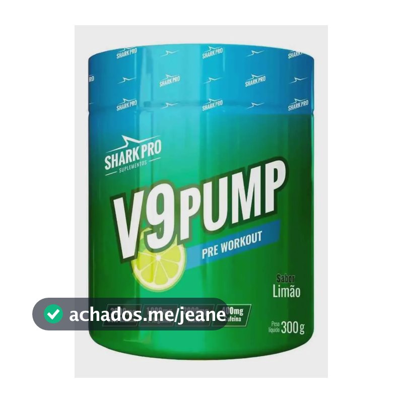 Pré-treino V9 Pump Pote 300g Shark Pro Refrigerante De Limão