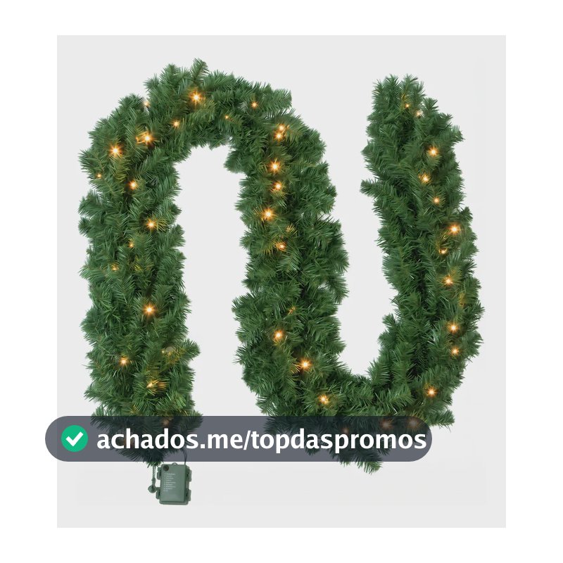 Festão Aramado Natal 2,70m 280 Galhos Decoração Com 50 Leds Verde