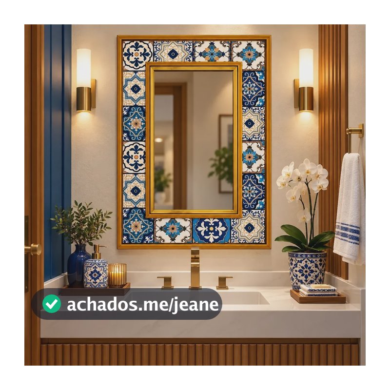 Espelho Decorativo Grande Com Moldura Dourado-escuro