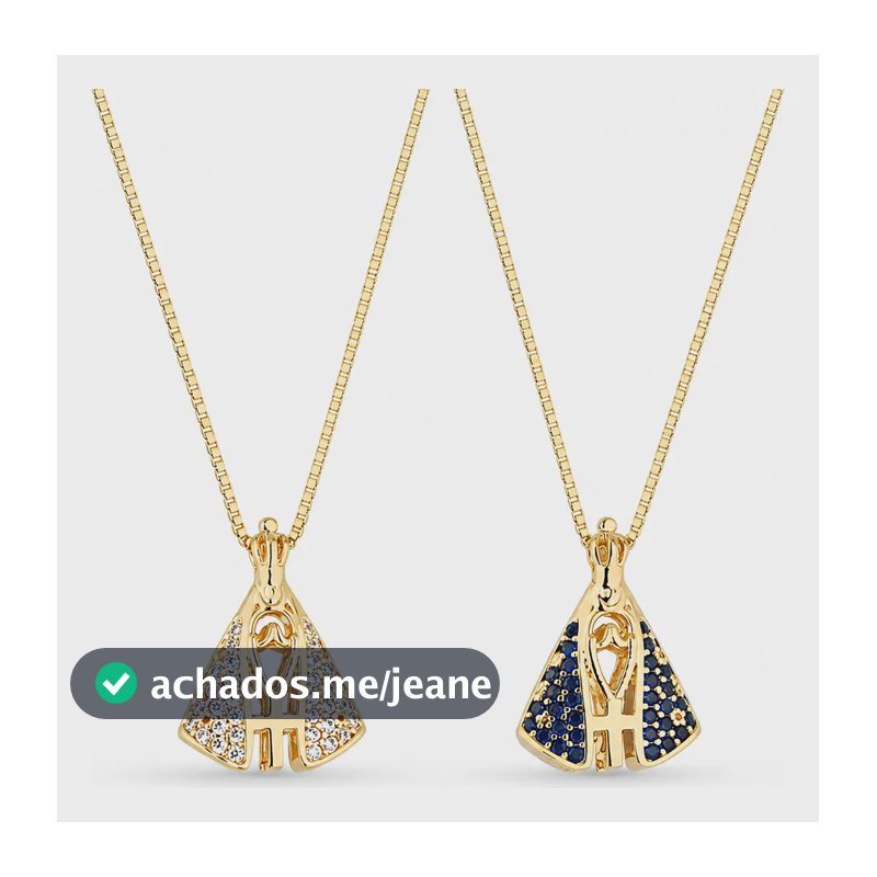 Colar Nossa Senhora Aparecida Dupla Face Banhado Ouro 18k
