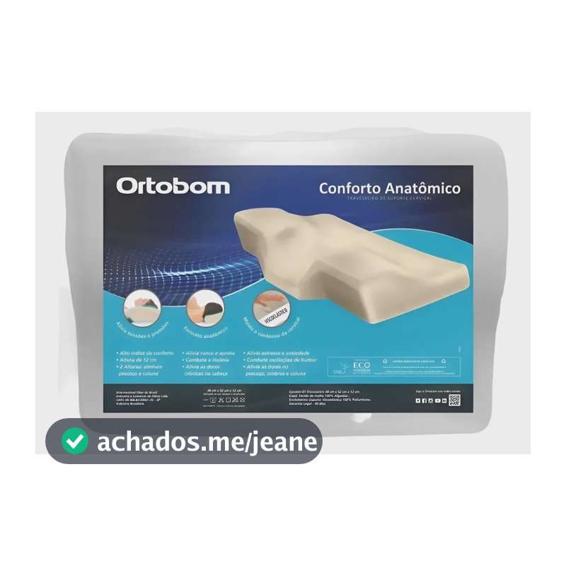 Travesseiro Nasa Cervical Ortobom Ortopédico Anatômico Gel