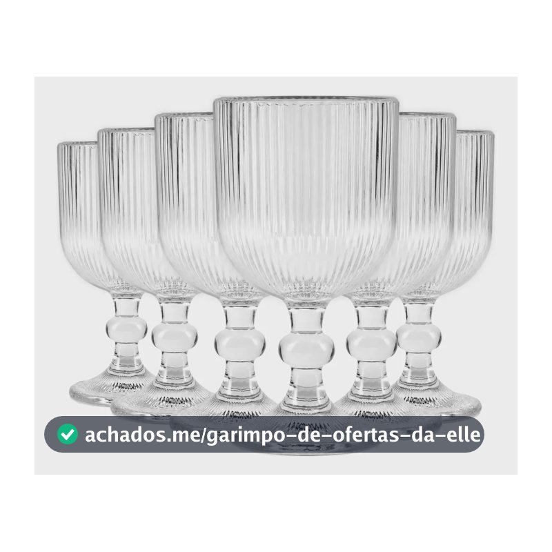 Jogo Com 6 Taças De Vidro 360ml Canelado Drinks Suco Água