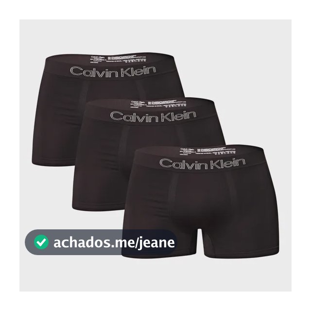 Kit 3 Cuecas Low Rise Trunk Sem Costura Calvin Klein 0987 Preto Xl