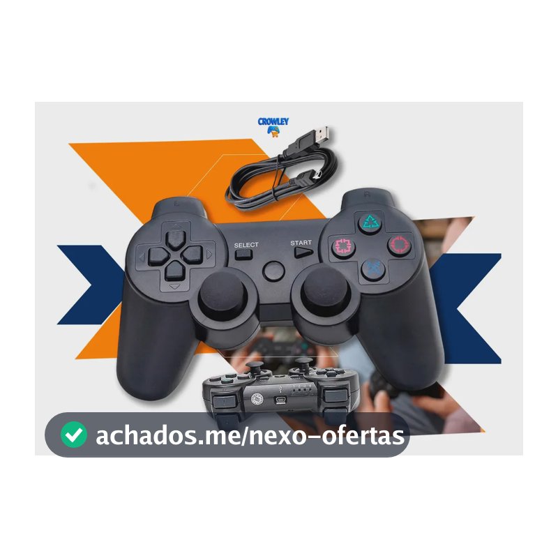 Controle Sem Fio Para Ps3 Joystick Manete Com Cabo Carregador - CROWLEY