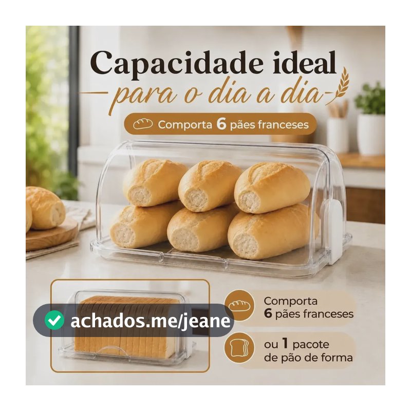Porta Pão Transparente Com Tampa Retratil Personalizado Transparente Pão