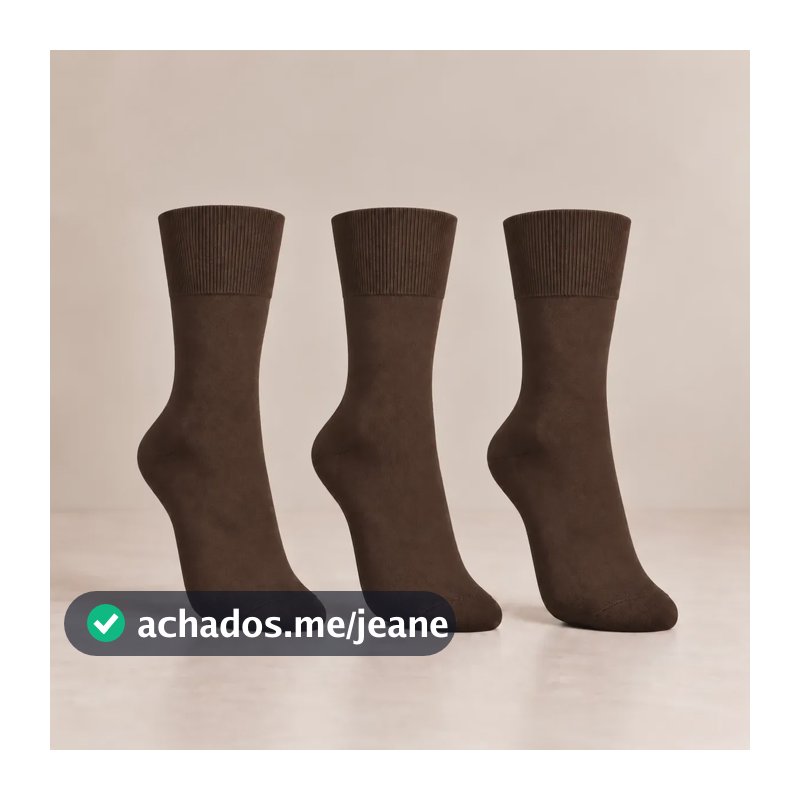 Kit 3 Pares Meia Social Masculina Poliamida Cano Alto Casual Marrom 38 Ao 45
